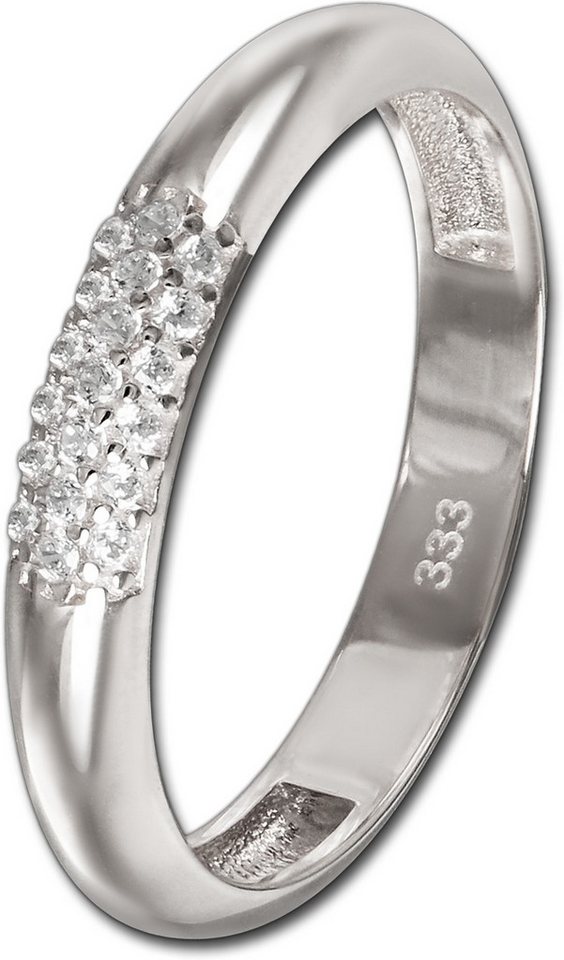 GoldDream Goldring GoldDream Gold Ring 3-reihig Zirkonia, Fingerring 333 Weißgold 8 Karat 3-reihig Zirkonia Damen Ringschmuck von GoldDream