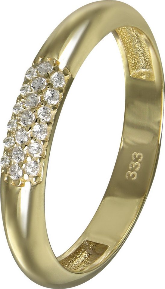 GoldDream Goldring GoldDream Gold Ring 3-reihig Zirkonia (Fingerring), Damen Ring 3-reihig Zirkonia, 56 (17,8), 333 Gelbgold - 8 Karat, gold von GoldDream