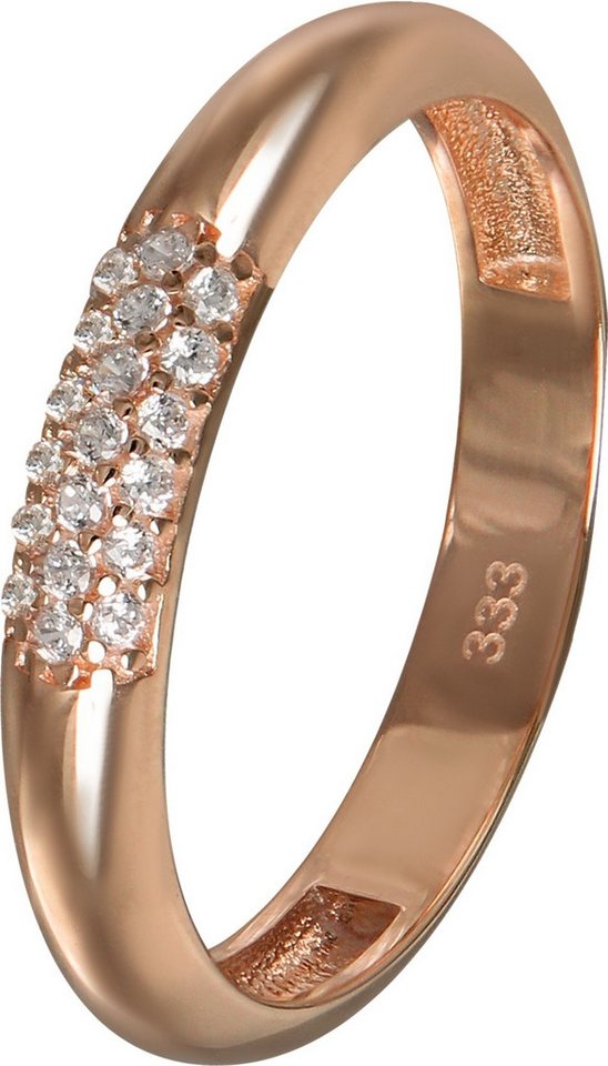 GoldDream Goldring GoldDream Gold Ring 3-reihig Zirkonia (Fingerring), Damen Ring 3-reihig Zirkonia, 56 (17,8), 333 Rosegold - 8 Karat, rose von GoldDream