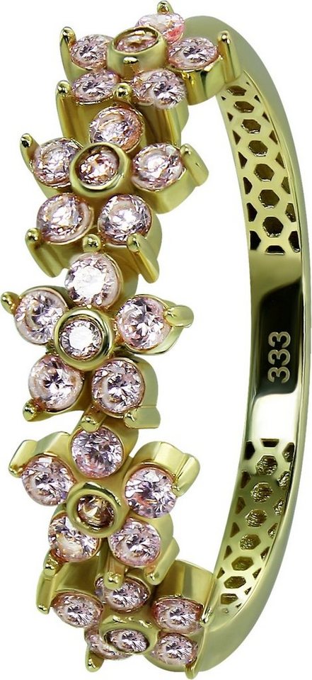 GoldDream Goldring GoldDream Gold Ring Blumen Gr.54 (Fingerring), Damen Ring Blumen, 54 (17,2), 333 Gelbgold - 8 Karat, gold, rosa von GoldDream