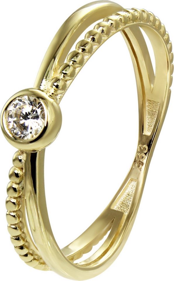 GoldDream Goldring GoldDream Gold Ring Crossed Gr.54 (Fingerring), Damen Ring Crossed, 54 (17,2), 333 Gelbgold - 8 Karat, gold, weiß von GoldDream