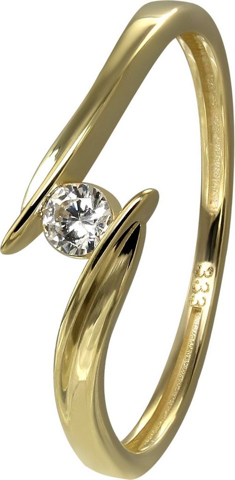 GoldDream Goldring GoldDream Gold Ring Klassik Gr.54 (Fingerring), Damen Ring Klassik, 54 (17,2), 333 Gelbgold - 8 Karat, gold, weiß von GoldDream