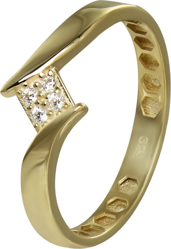 GoldDream Goldring GoldDream Gold Ring Square Gr.56 (Fingerring), Damen Ring Square, 56 (17,8), 333 Gelbgold - 8 Karat, gold, weiß von GoldDream