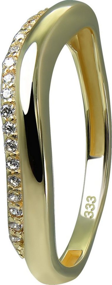 GoldDream Goldring GoldDream Gold Ring Welle Gr.58 Zirkonia (Fingerring), Damen Ring Welle 333 Gelbgold - 8 Karat, Farbe: gold, weiß von GoldDream