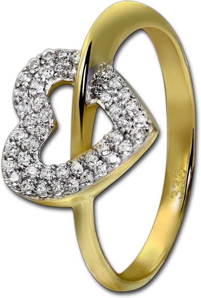 GoldDream Goldring GoldDream Ring Damen Gr. 54 Herz 8K, Damen Ring Echtgold, 333er Gelbgold, gold, weiß, Herz GoldDream Goldring GoldDream Ring Damen Gr. 54 Herz 8K, Damen Ring Echtgold, 333er Gelbgold, gold, weiß, Herz von GoldDream