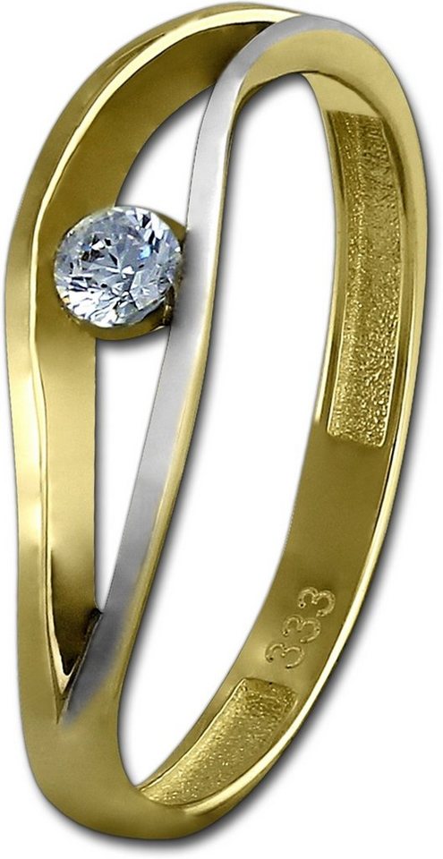 GoldDream Goldring GoldDream Ring Damen Gr. 60 Welle 8K (Fingerring), Damen Ring Echtgold, 333er Gelbgold, gold, weiß, zweifarbig, Welle von GoldDream