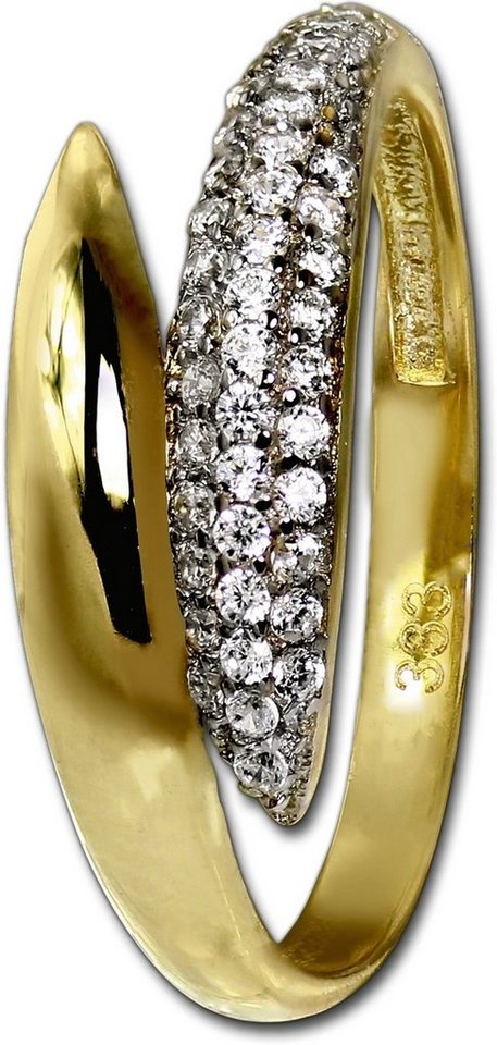 GoldDream Goldring GoldDream Zirkonia Ring Damen Gr. 54 (Fingerring), Damen Ring Echtgold, 333er Gelbgold, gold, weiß, Loop von GoldDream