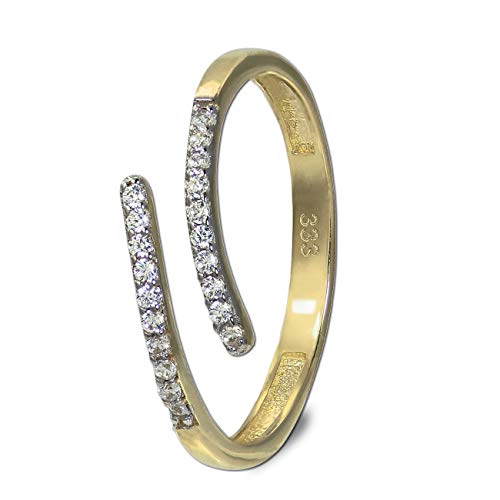 GoldDream Line Ring gold, weiß Damen Gr. 60 Ringschmuck 333er Gelbgold GDR524Y60 Gold Ring von GoldDream