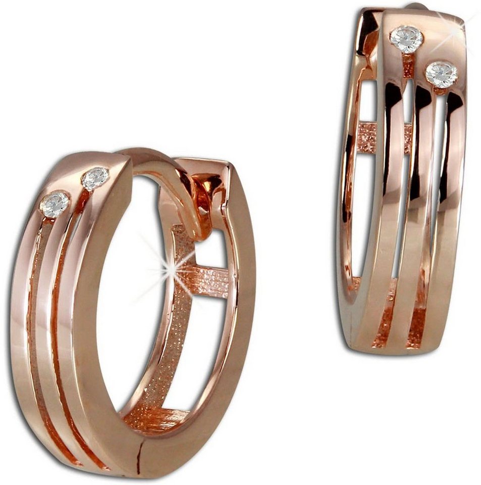 GoldDream Paar Creolen GoldDream Gold Ohrring Creolen 12mm (Creolen), Damen Creolen aus 333 Rosegold - 8 Karat, Farbe: rose, weiß von GoldDream