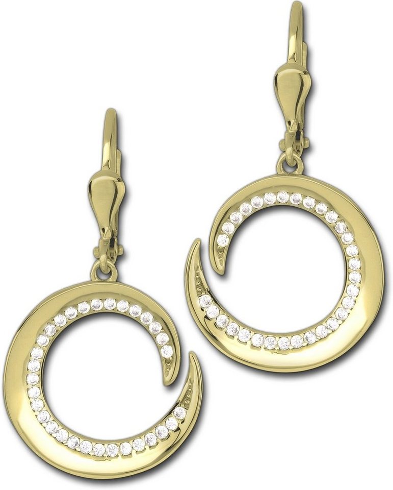 GoldDream Paar Ohrhänger GoldDream Damen Goldohrringe Spirale CZ (Ohrhänger), Damen Ohrhänger Spirale aus 333 Gelbgold - 8 Karat, Länge ca. 33mm von GoldDream