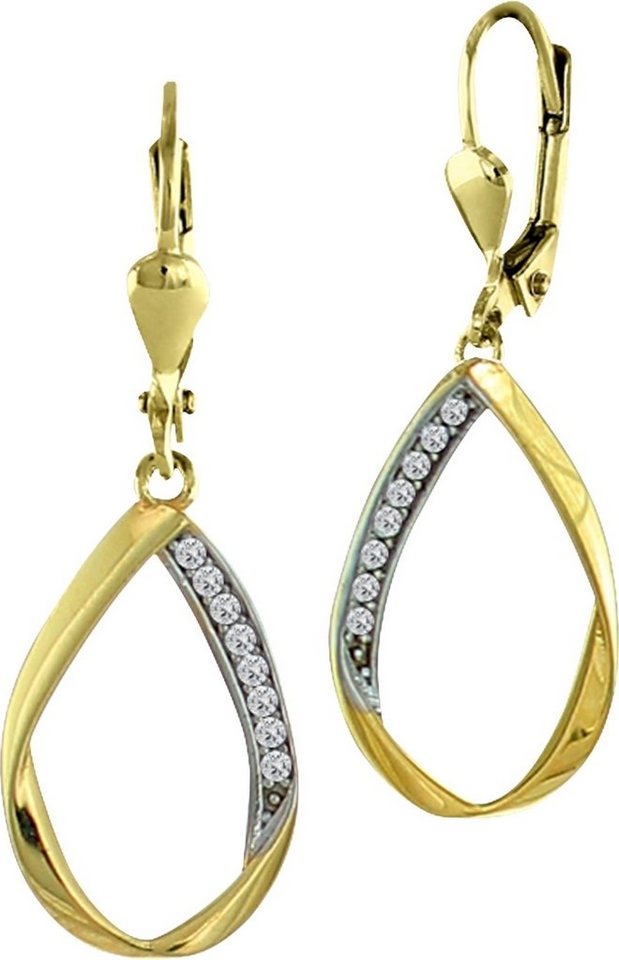 GoldDream Paar Ohrhänger GoldDream Ohrhänger gedreht Zirkonia 8Kt (Ohrhänger), Damen Ohrhänger oval gedreht aus 333 Gelbgold - 8 Karat, Farbe: gold von GoldDream