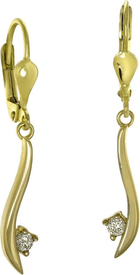 GoldDream Paar Ohrhänger GoldDream Ohrhänger Welle Zirkonia weiß (Ohrhänger), Damen Ohrhänger Welle aus 333 Gelbgold - 8 Karat, Farbe: gold, weiß von GoldDream