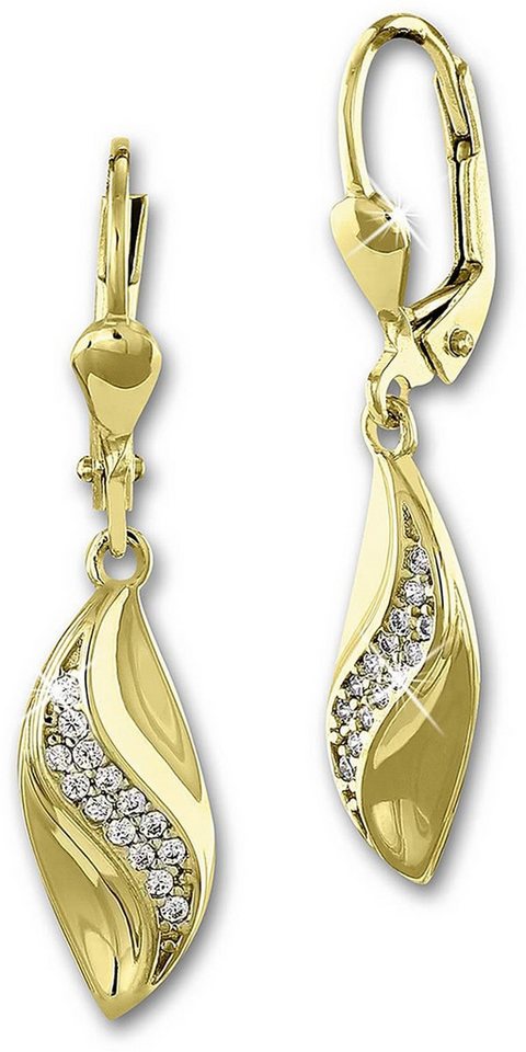 GoldDream Paar Ohrhänger GoldDream 333 GelbGold 8K Ohrringe (Ohrhänger), Damen Ohrhänger Wave aus 333 Gelbgold - 8 Karat, Farbe: gold, weiß von GoldDream