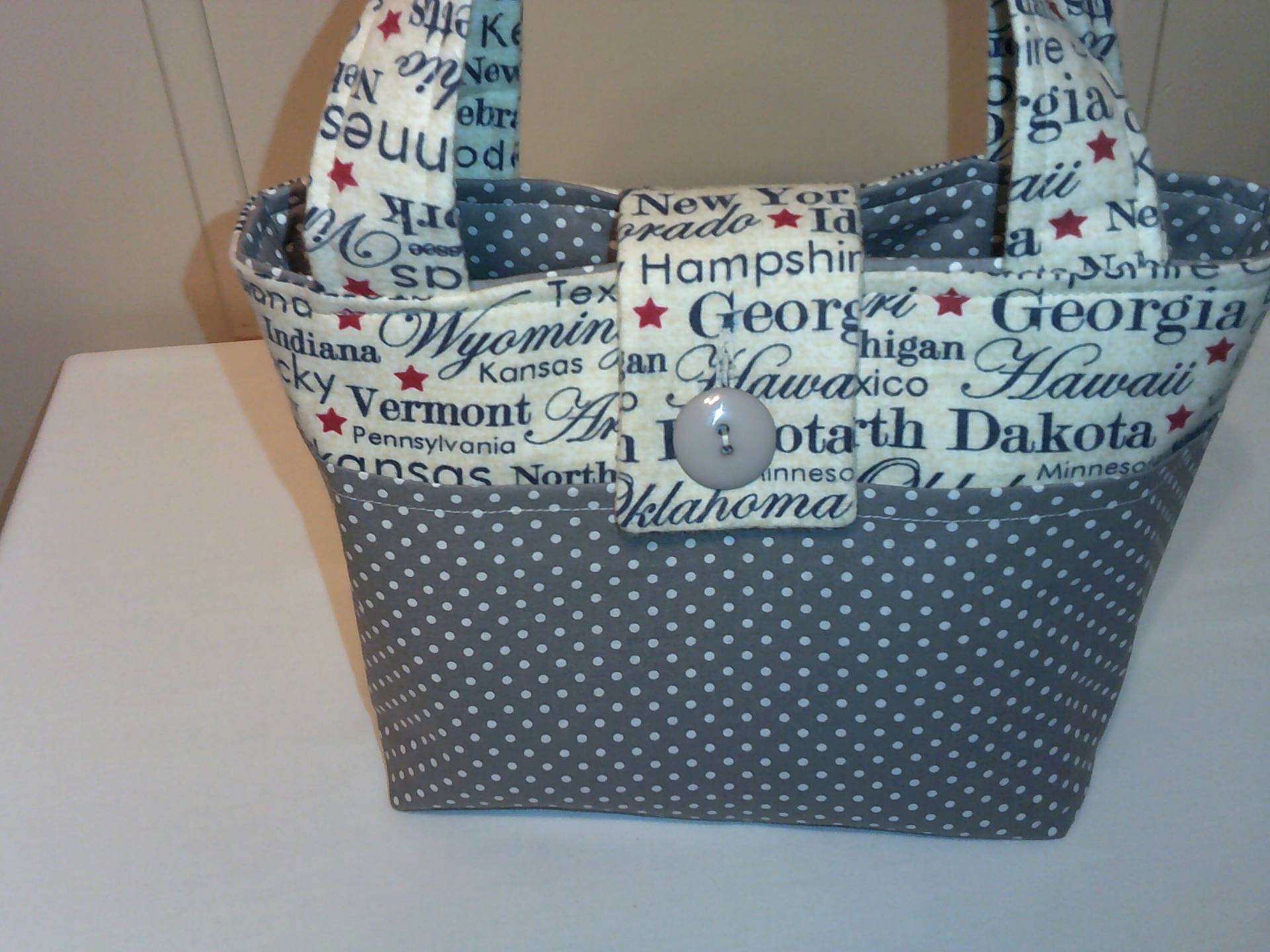Bibel-Tasche, Bibel Einkaufstasche, Handtasche, Schwarz - Staaten Name-Graue Punkte von GoldEyeLilly