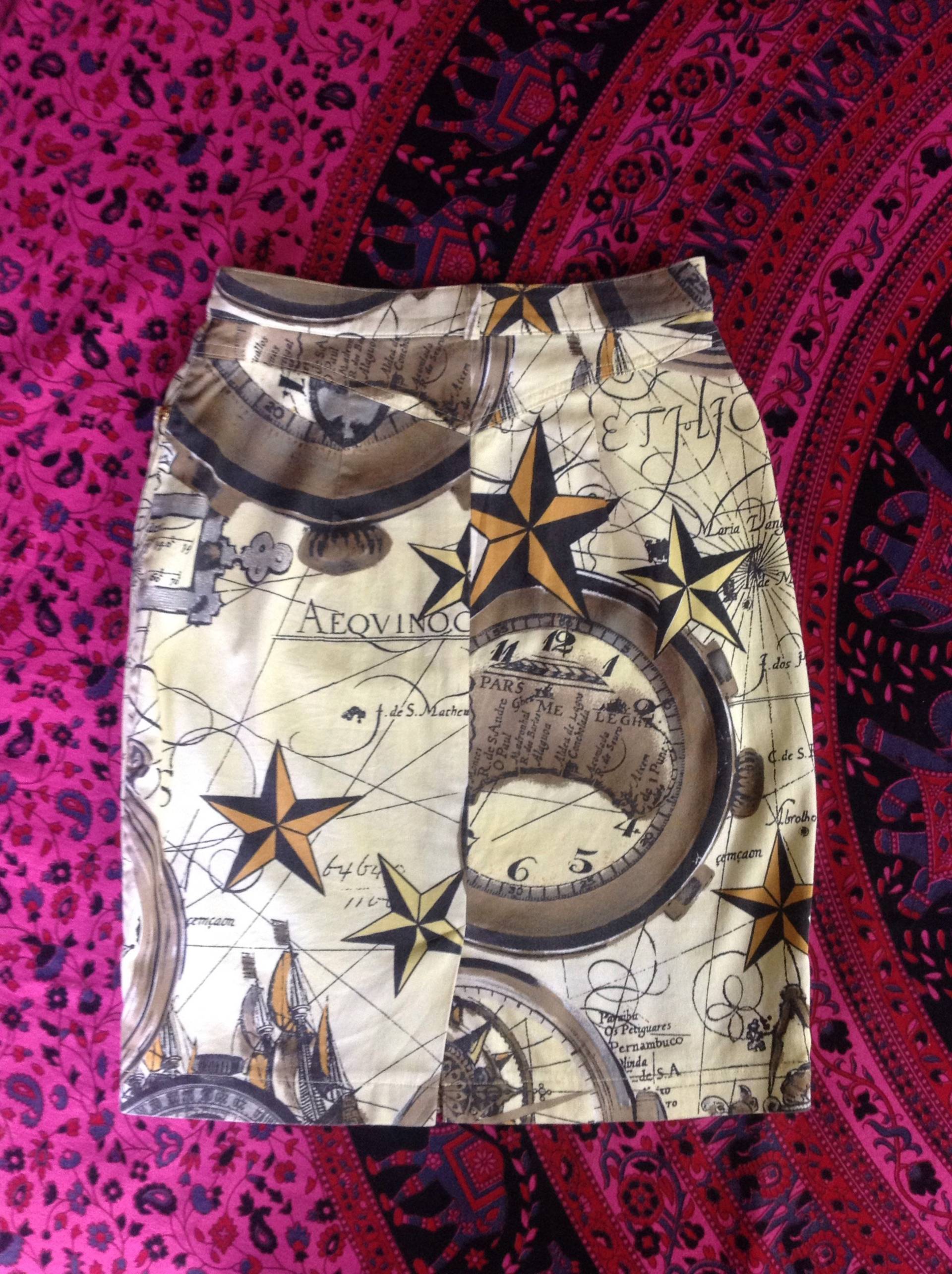 Maritimer Vintage-Minirock Aus Den 80Er-90Er Jahren . Baumwolle Elastan. Klein von GoldFeverVintage