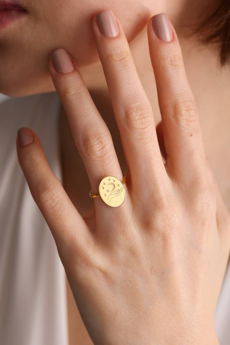 Gesten Der Liebe Ring, Handgeste Schwester, Best Friends Perfektes Geschenk Für Sie, Pinky Versprechen Oval Ich Liebe Dich Ring von GoldHillJewelry