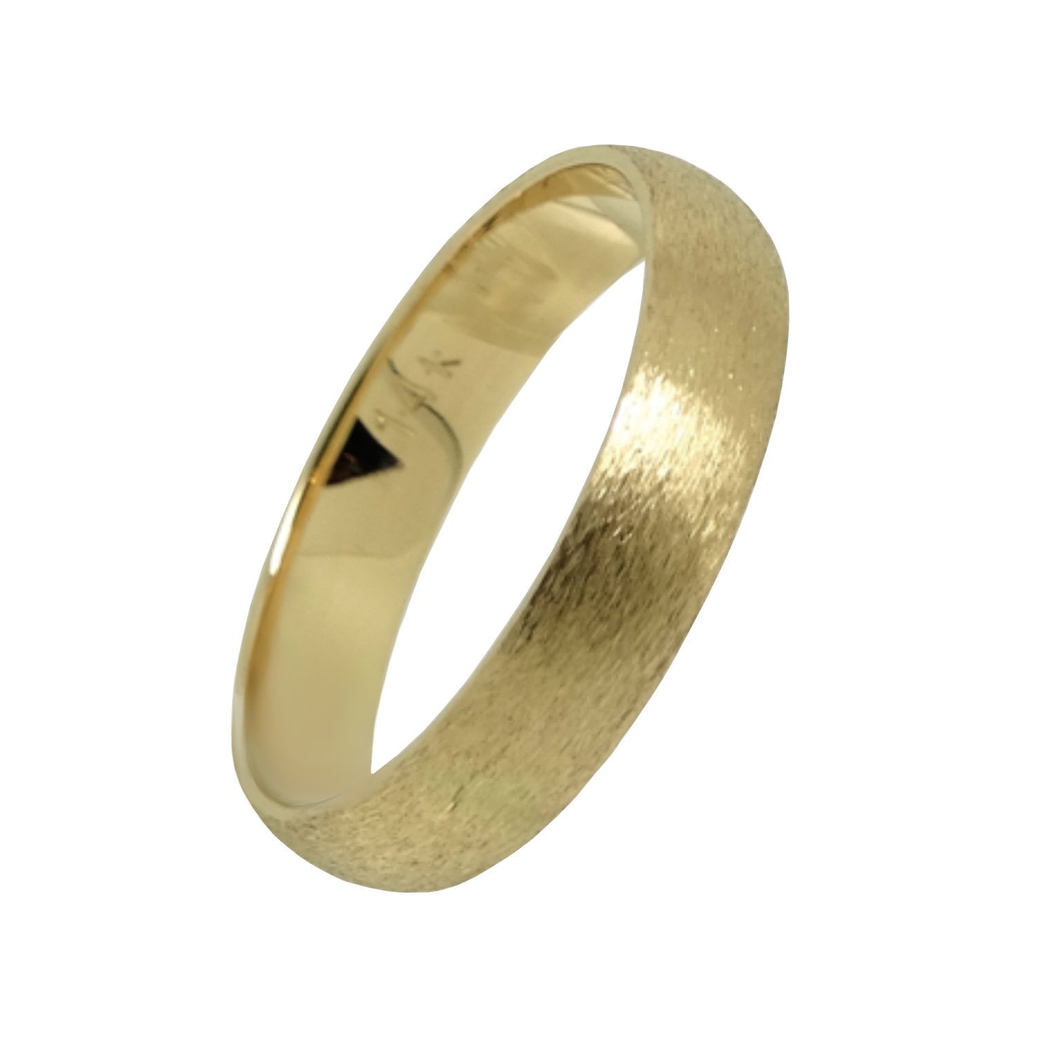14K Gold Hochzeit Matt Finish Ring, Klassisch Breit 4 Mm Band in Gelb Oder Weißgold Ehering, Damen Herren Goldring von GoldIslandStore
