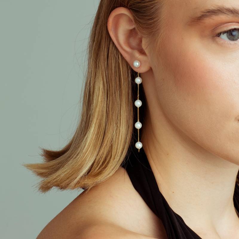 Lange Süßwasser Zucchtperlen Tropfenohrringe Sterling Silber Brautschmuck von GoldJewelryWorkshop