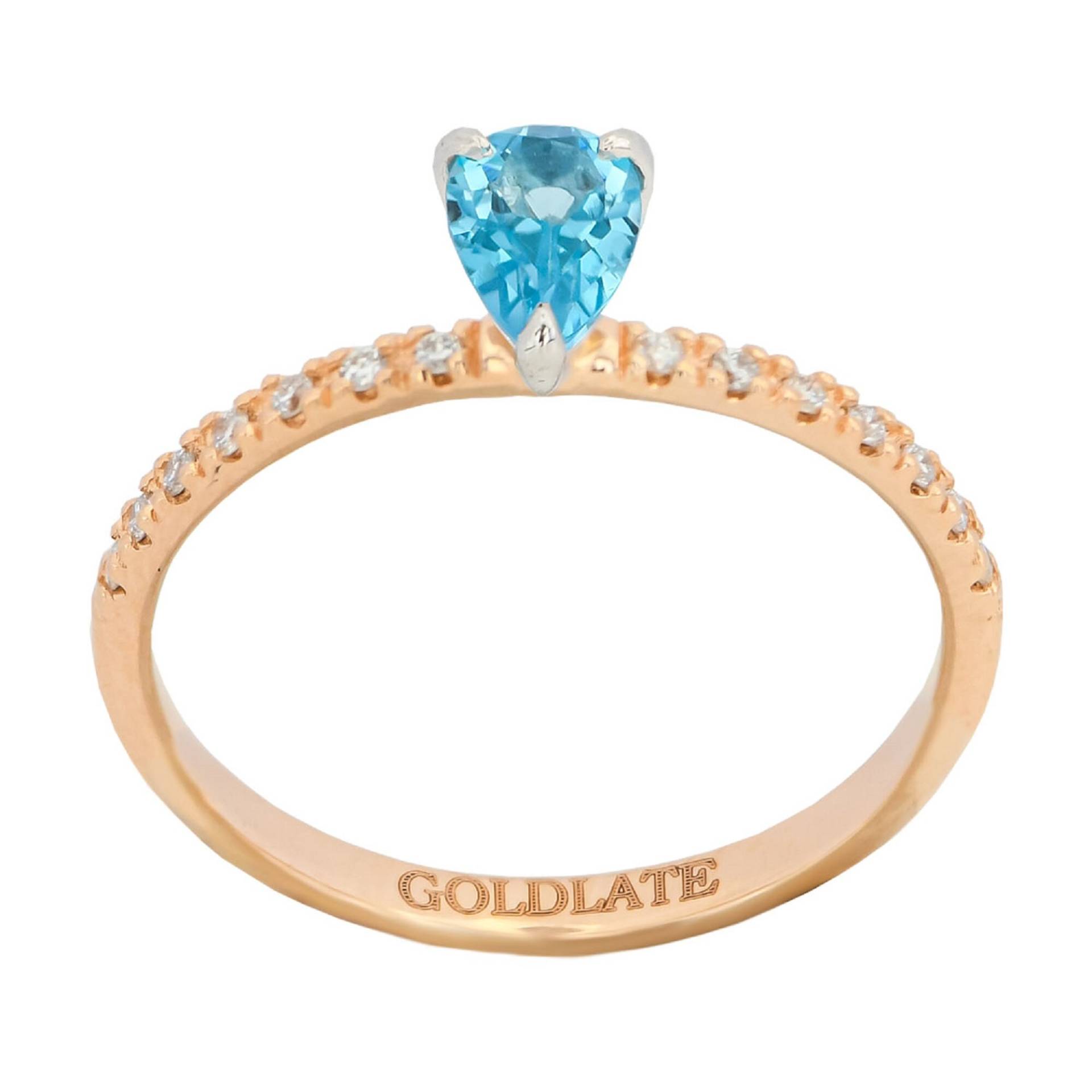 14K Solid Rose Gold Topas Band Ring, Blau Zierliche Tropfen Oder Birnen Cut Topaz Ehering von GoldLateJewellery