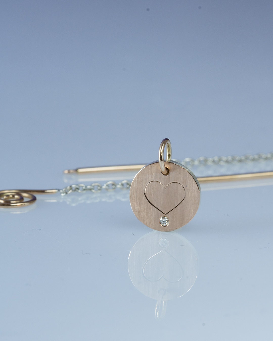 Anhänger Klein Herz Gold 585 Rotgold Silber Mini Herzchen Mit Diamant Geschenk Für Freundin Diamantschmuck Ohne Kette von GoldLinien