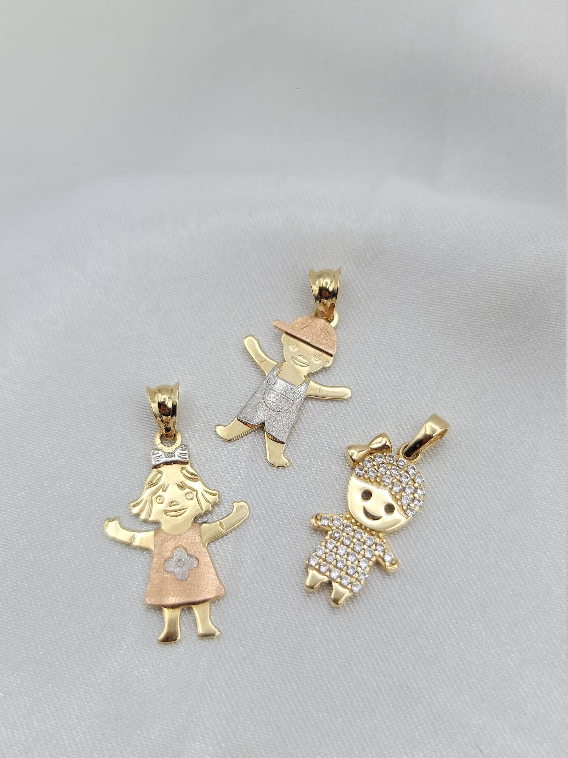 Kinder 14K Solid Gold Anhänger. Hut Junge, Glückliches Mädchen & Kleines Süßes Für Ihre Lieben. Baby Geburt Anhänger Perfektes Geschenk von GoldLuxGalleria