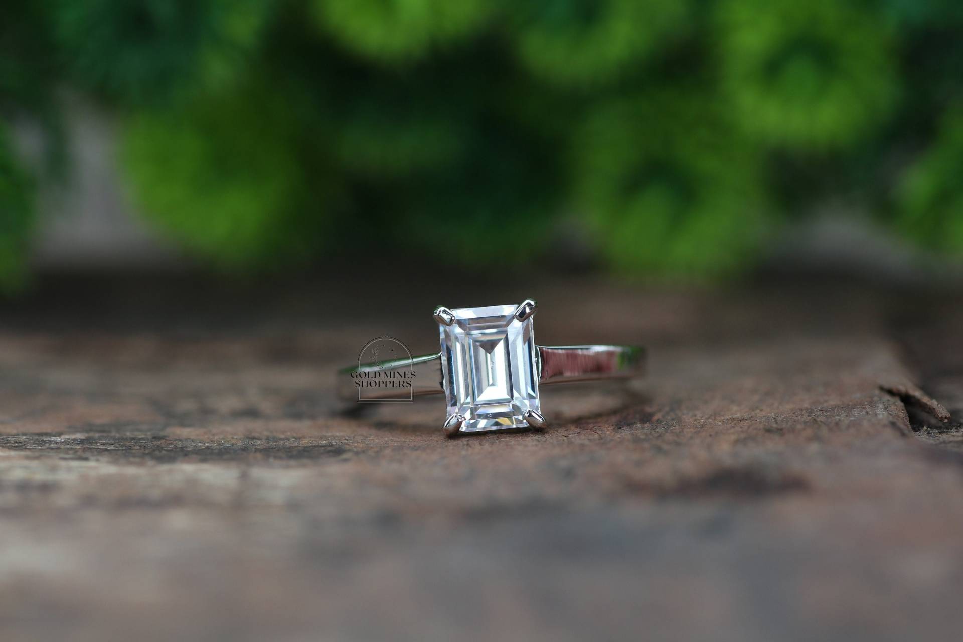 1, 5 Ct Smaragdschliff Solitär Verlobungsring, Cz Diamant Simulierter Moissanite Ehering, Sterling Silber Ring, Versprechen Ring Für Sie von GoldMinesShoppers