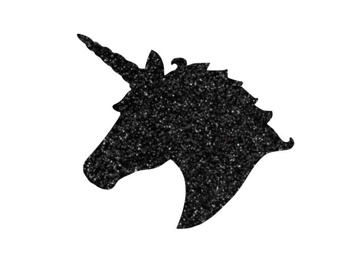 Schwarz Glitter Einhorn Aufbügler Diy T-Shirt Design von GoldParrotCreations