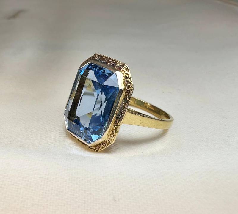 1930S Art Deco Silber Spinell Cocktailring, Größe 57 von GoldRingClub