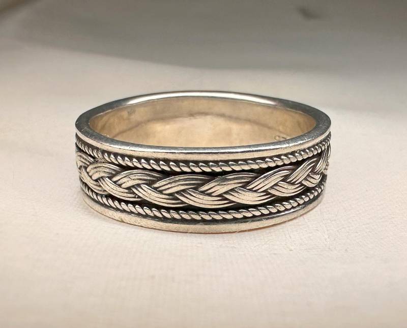 Vintage Bandring Aus Sterling Silber - Größe 38 von GoldRingClub