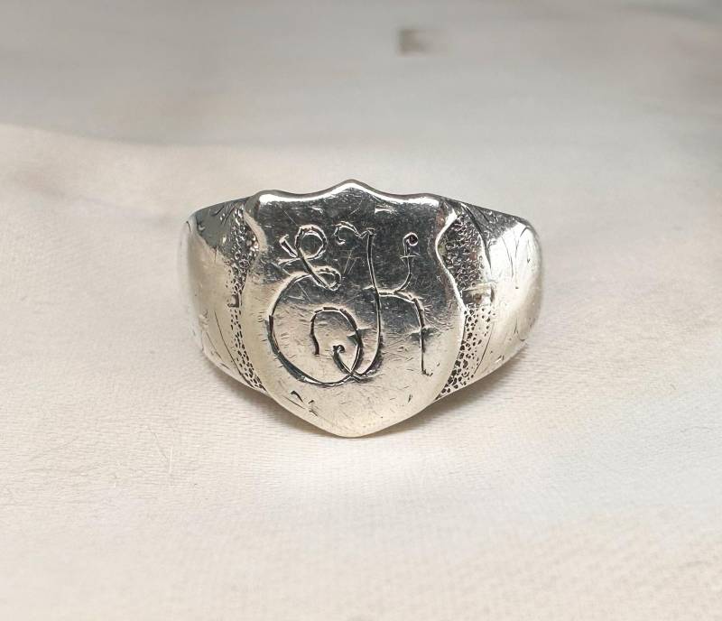 Alter Deutscher Silber Siegelring Gravur "Ek', Größe 58, 5 von GoldRingClub