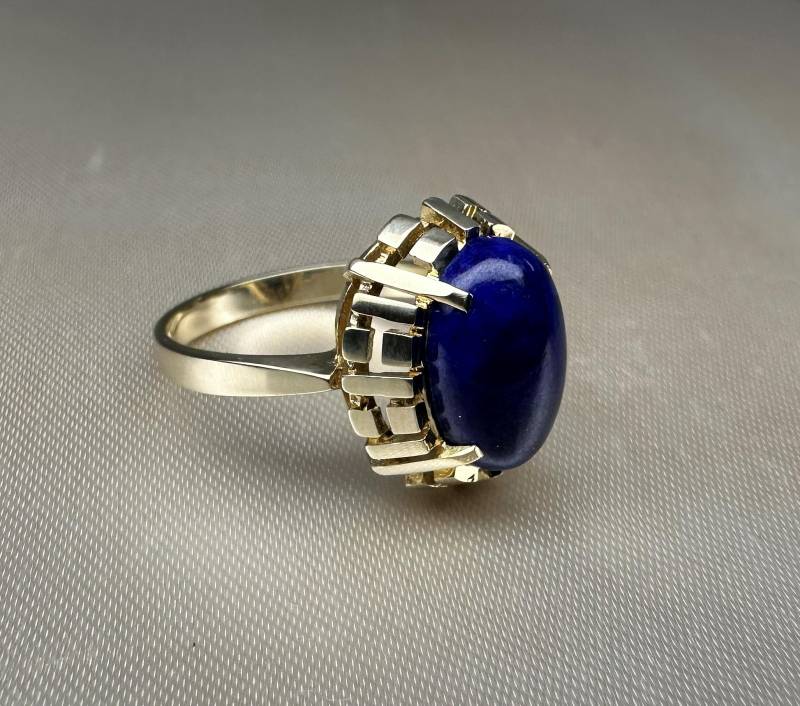 Antiker Deutscher 333 Gold Lapis Lazuli Ring, Cocktail Ring von GoldRingClub