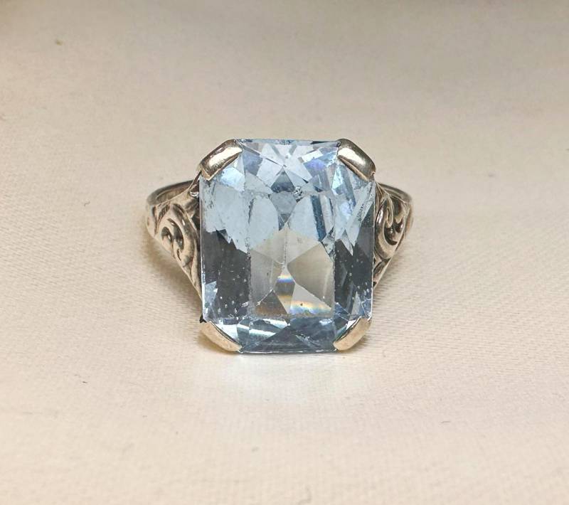 Antiker Deutscher 835 Silber Blauer Spinell Art Deco Ring - Us Größe 7, 5 von GoldRingClub