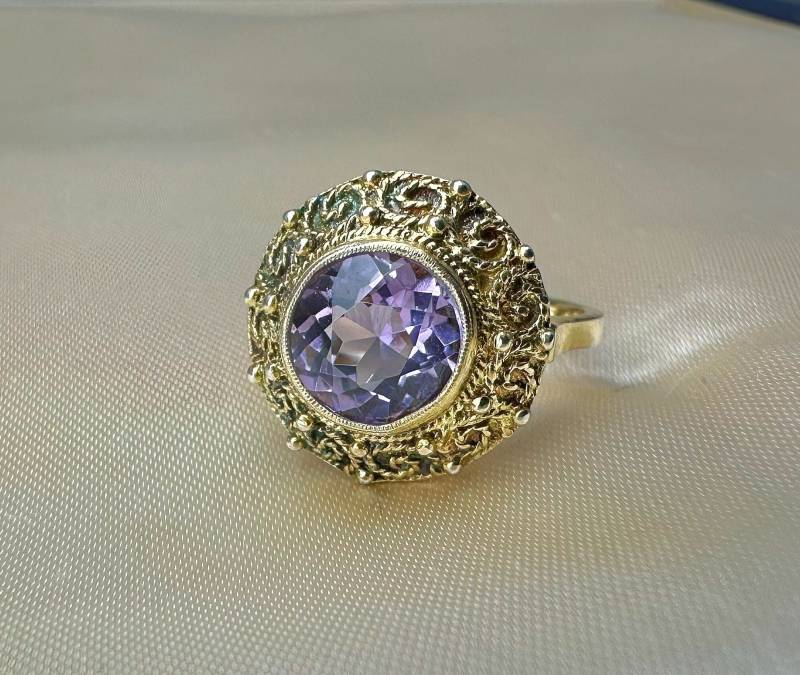 Antiker Deutscher Silber Amethyst Ring von GoldRingClub