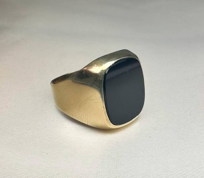 Antiker Onyx Siegelring Deutscher 333Er Gelbgold Pinky Ring, Us-Größe 9 von GoldRingClub