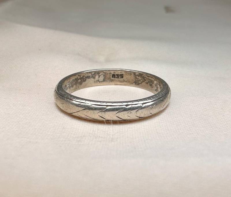 Vintage 835 Silber Bandring, Deutsche Größe 7 1/4 von GoldRingClub