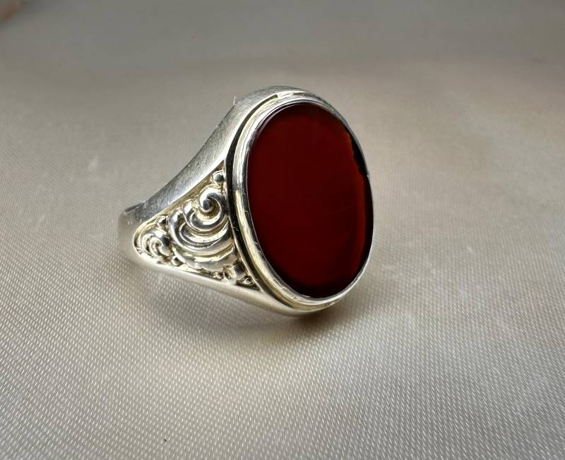 Vintage Karneol Siegelring, Art Deco, Us Größe 9 3/4 von GoldRingClub