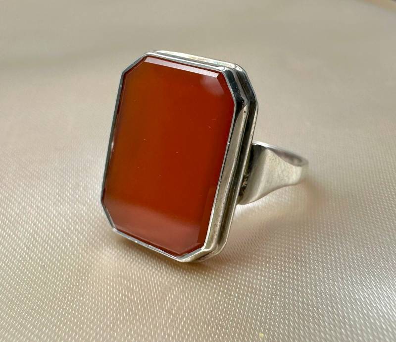 Vintage Karneol Siegelring 830 Silber Art Deco, Us-Größe 16, 5 von GoldRingClub