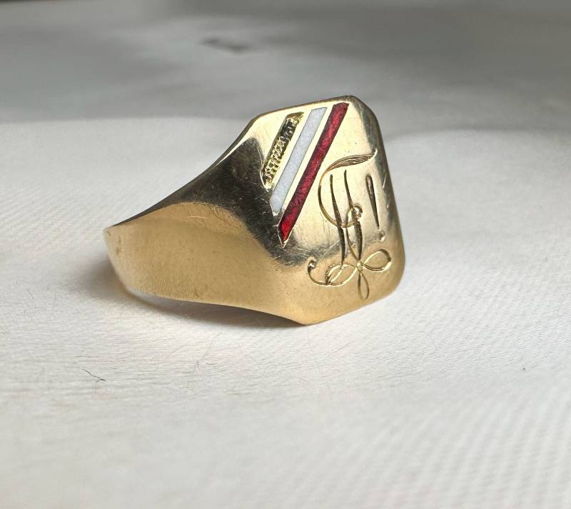 Vintage Männerring Aus 585Er Gold Mit Geschwärzten 925 Sterling Silber von GoldRingClub