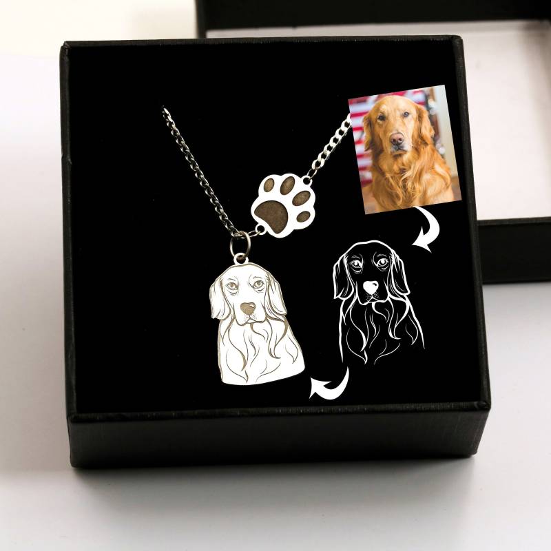 Custom Your Own Pet Outline Drawing Necklace, Personalized Dog Photo Cat Picture Memorial Gift, Turn Into Custom Your Own Pet Outline Drawing Necklace, Personalized Dog Photo Cat Picture Memorial Gift, Turn Into von GoldShineShop