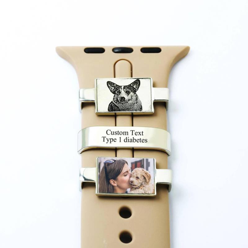 Personalized Watch Band Charm, Custom Photo Smart Customized Picture Strap Engraved Accessory von GoldShineShop