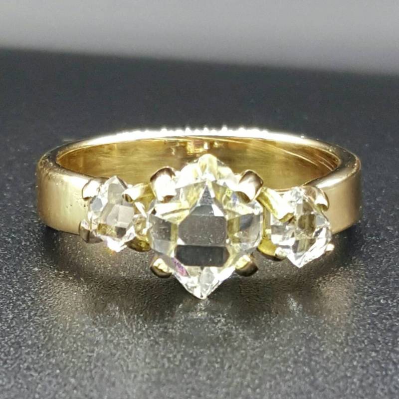 3 Stein Ring - Herkimer Diamant | Doppelender Quarz Kristall Vergangenheit Gegenwart Zukunft von GoldSilverAndGems