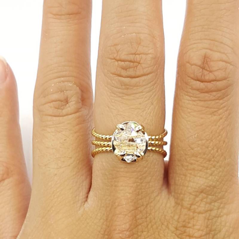 Herkimer Diamant Ring Quarz Kristall - Sterling Silber Oder Gold von GoldSilverAndGems