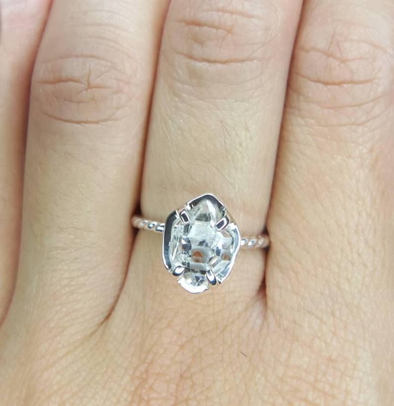 Herkimer Diamant Ring Quarz Kristall - Sterling Silber von GoldSilverAndGems