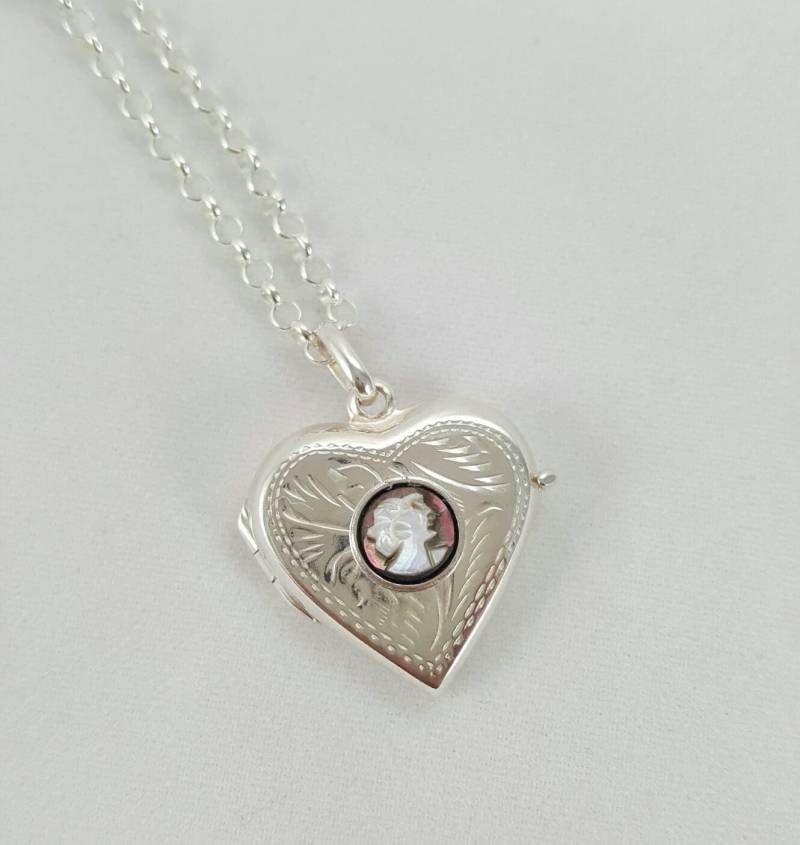 Natürliche Cameo Medaillon/Anhänger - 6mm Sterling Silber von GoldSilverAndGems