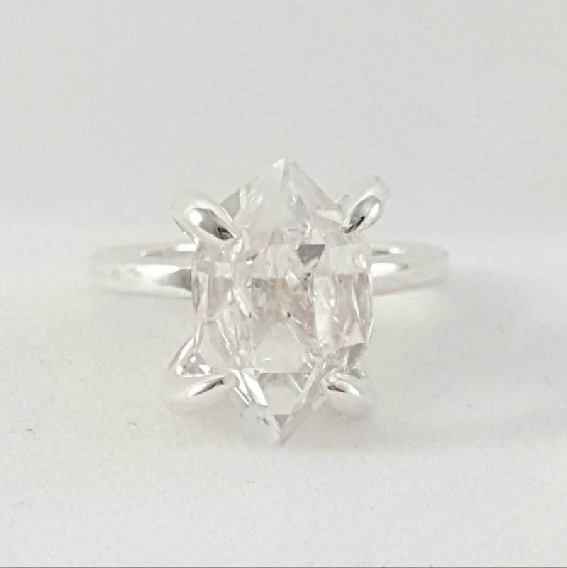 Schwere Silber Herkimer Diamant-Ring von GoldSilverAndGems