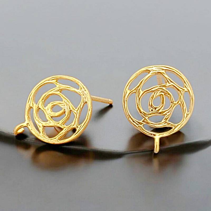 Matte 14K Gold Rose Silhouette Ohrringe Messing-Komponenten von GoldSwan
