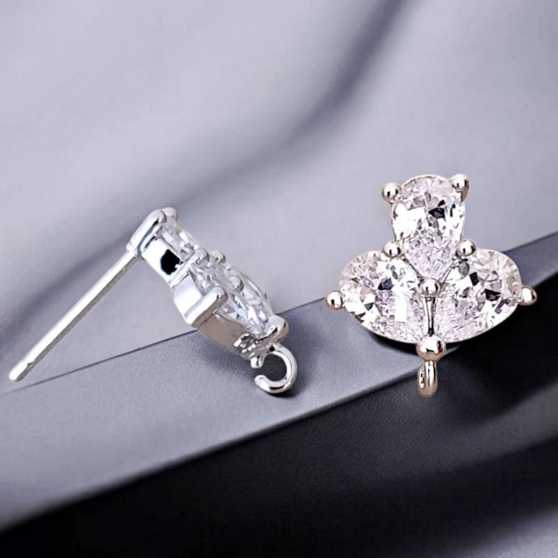 Blattspross-Ohrringe Mit Zirkonia Glänzender Silber-Brautschmuck von GoldSwan