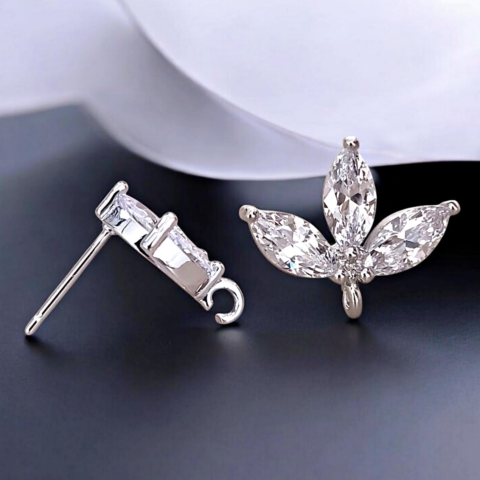 Cz Blatt Ohrringe Silber Blumen Hochzeitsschmuck | 1 Paar von GoldSwan