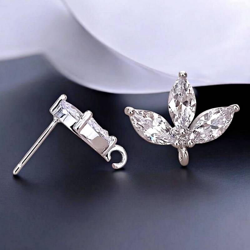 Cz Blatt Ohrringe Silber Blumen Hochzeitsschmuck | 1 Paar von GoldSwan