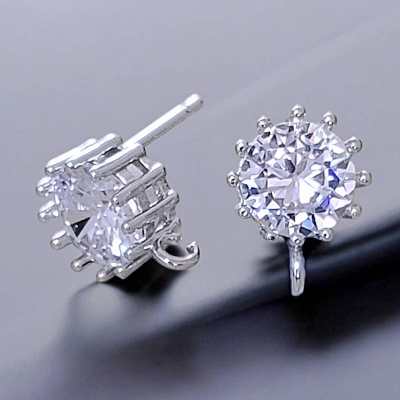 Cz Ohrstecker 7 Mm Funkelnder Zirkonia, Rhodiniert von GoldSwan